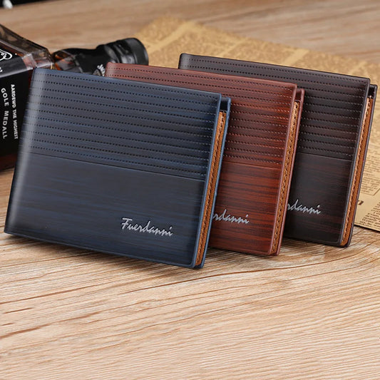 Vintage Mens Wallet Leather Mens Short Wallet Slim Male Purses Money Credit Card Holders Luxury Fashion Pure Color Wallet