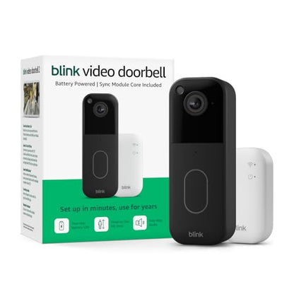 Blink Video Doorbell (newest model) – Head-to-toe HD view, two-year battery life, and simple setup. Sync Module Core included – System (Black)