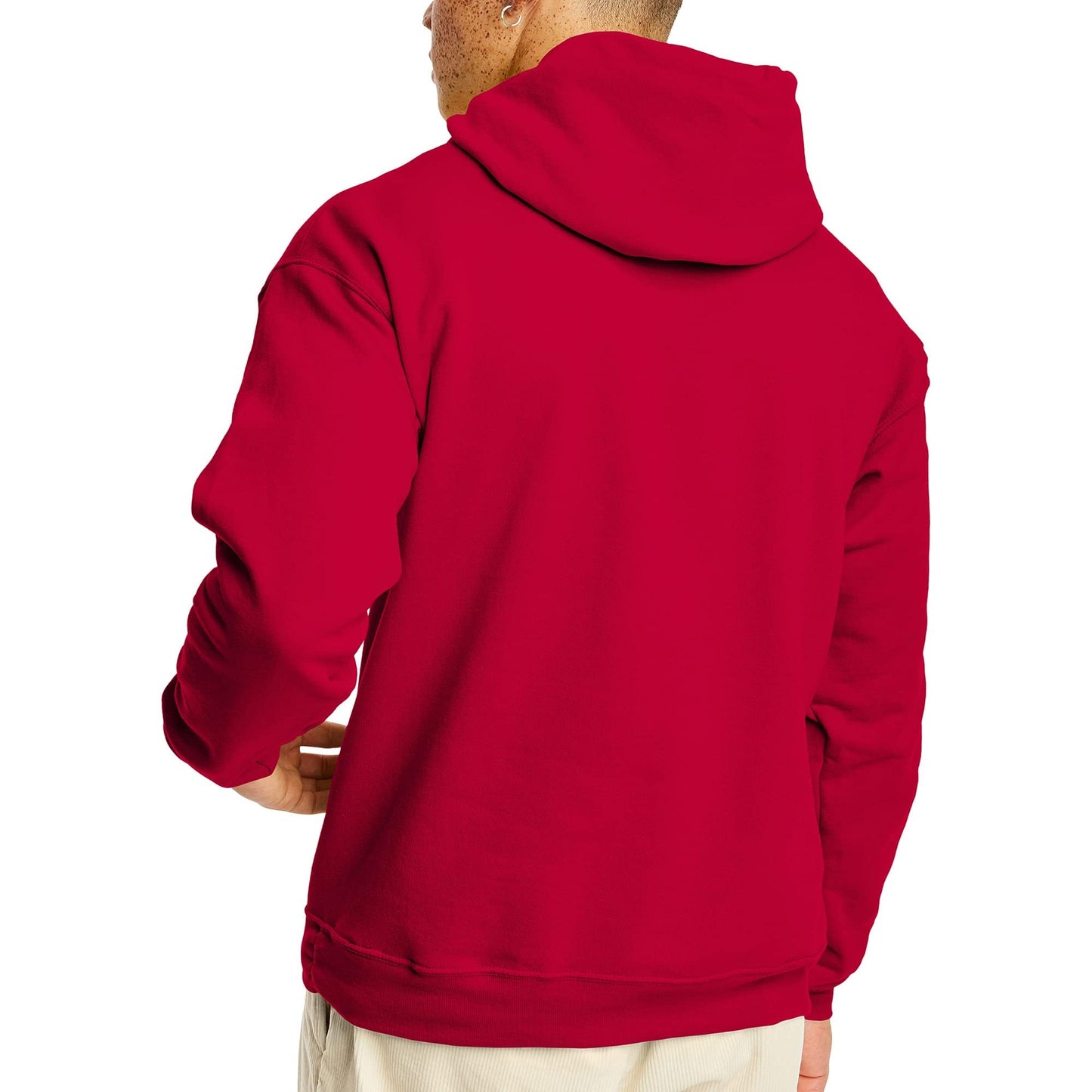Hanes Men's Pullover EcoSmart Hooded Sweatshirt, Deep Red, Large