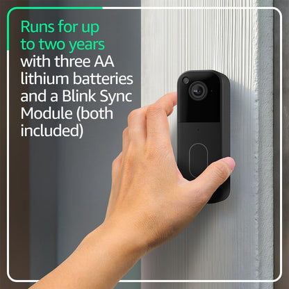 Blink Video Doorbell (newest model) – Head-to-toe HD view, two-year battery life, and simple setup. Sync Module Core included – System (Black)