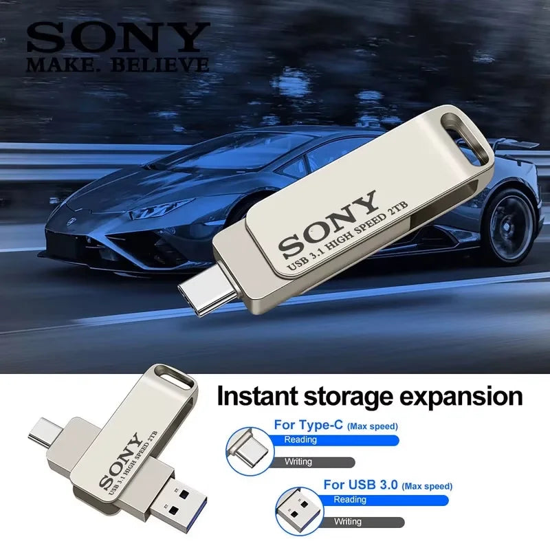 Sony USB 3.0 TYPE C USB Flash Drive OTG Pen Drive 1TB 2TB128GB 4TB 8TB 16TB 32TB 64TB USB Stick 2 in 1 High Speed Pendrive